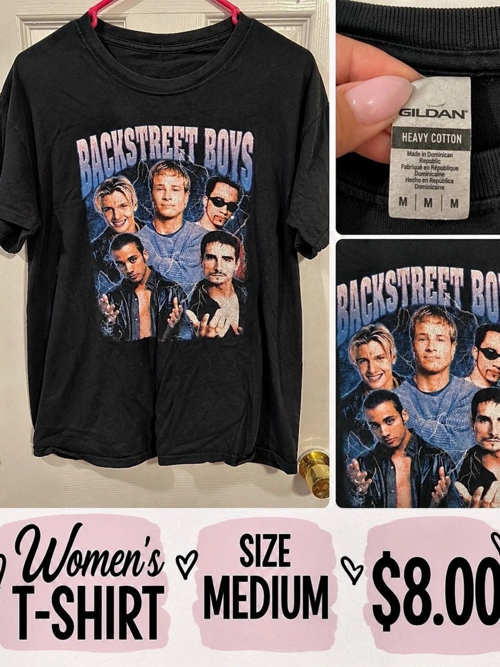 Gildan Backstreet Boys Graphic Tee Black & Blue Medium